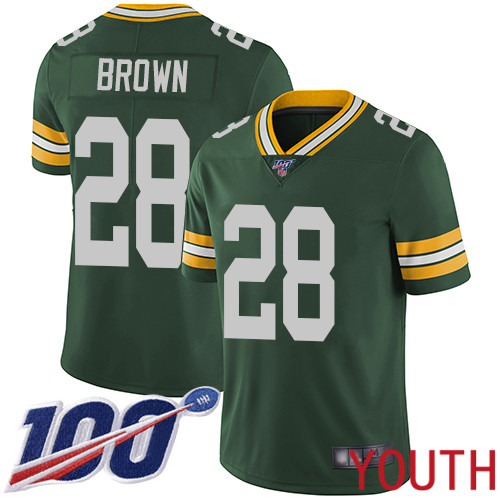 Green Bay Packers Limited Green Youth #28 Brown Tony Home Jersey Nike NFL 100th Season Vapor Untouchable